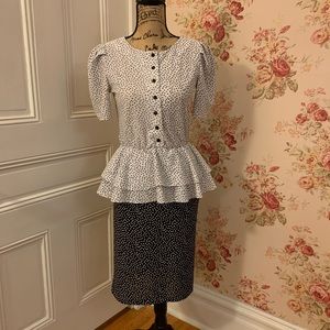 Vintage Polkadot Black and White Dress